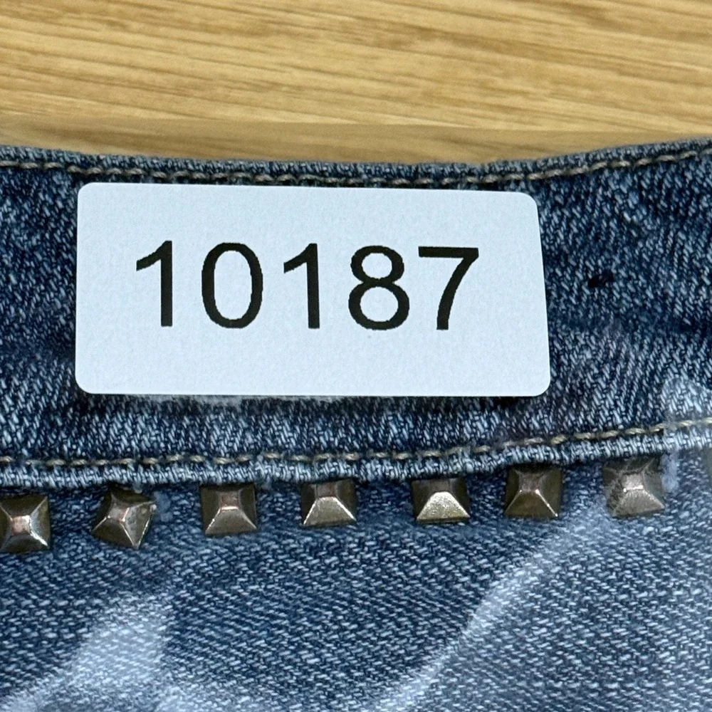 VTG Y2k American Eagle Studded Denim‎ mini micro Shorts Womens Size 4 festival